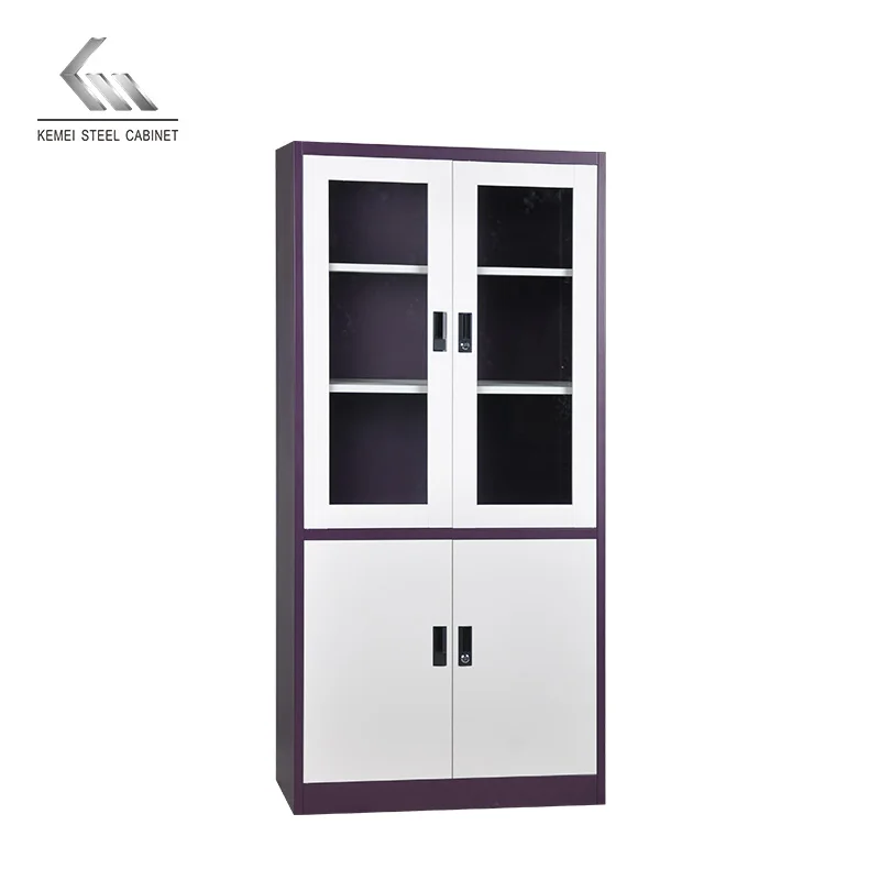 
Wholesale Office Cabinet 2 Swing Glass Door Cabinet Steel Cupboard with 4 Shelves 