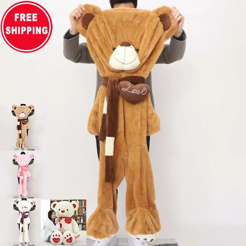 

Semi-Finished Skin Shell 80cm To 200cm Cheap Giant Big Soft Shell Unstuffed Human Size Teddy Bear Skin With Scarf Love, Light brown, dark brown, white pink purple