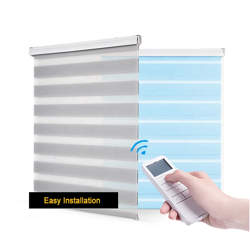 
For office hotel bathroom home Electric waterproof roll double curtain motorized zebra blinds fabric shades shutters 