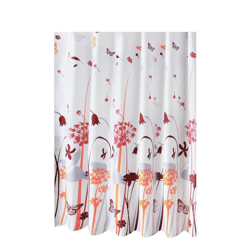 

DB Designers Brown Color Flower Shower Curtains With Shower Curtain Hooks Rings