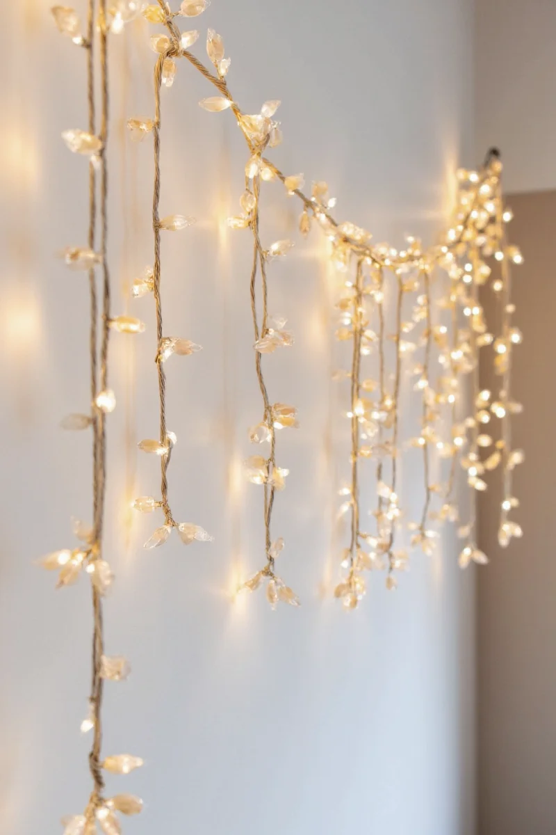 Family room decorated with light stringers