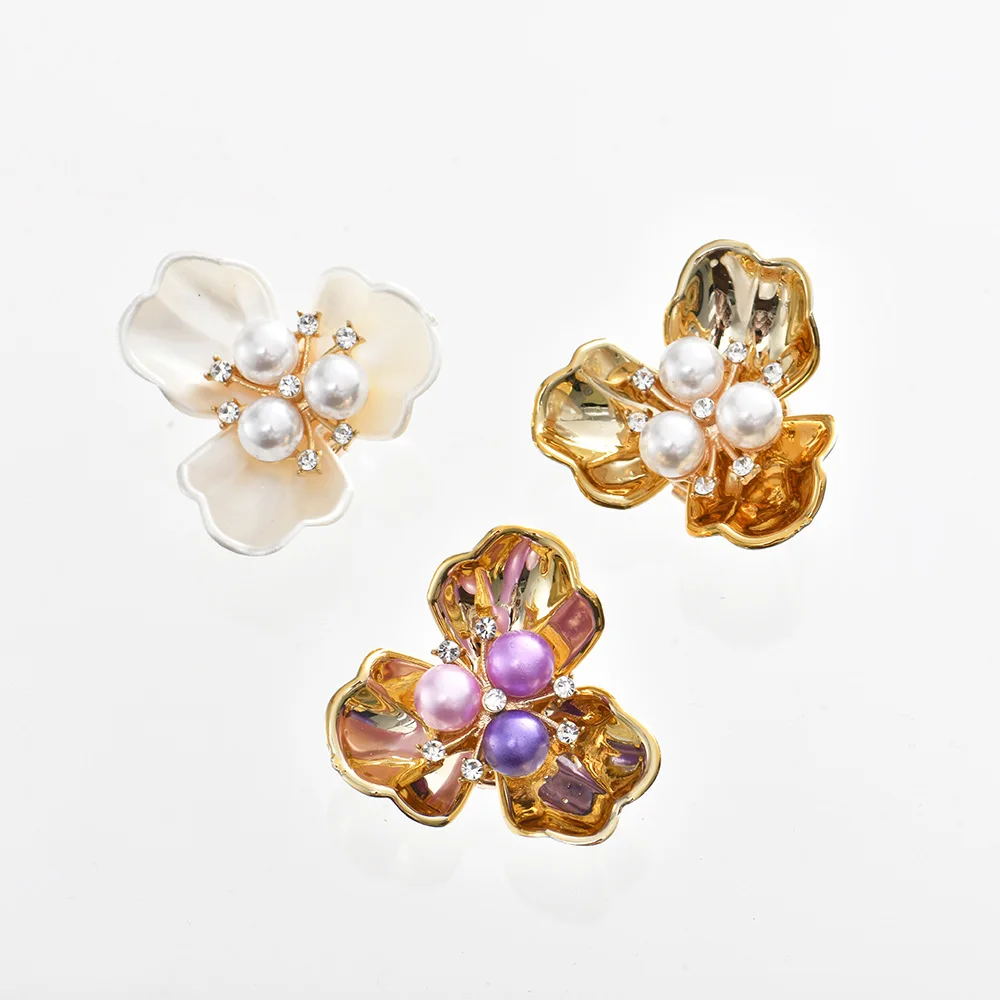 JFRB099 New Big Flower Fashion Button Cover Cufflinks Fashion Jewelry Rhinestone Button Covers For Women Shirts