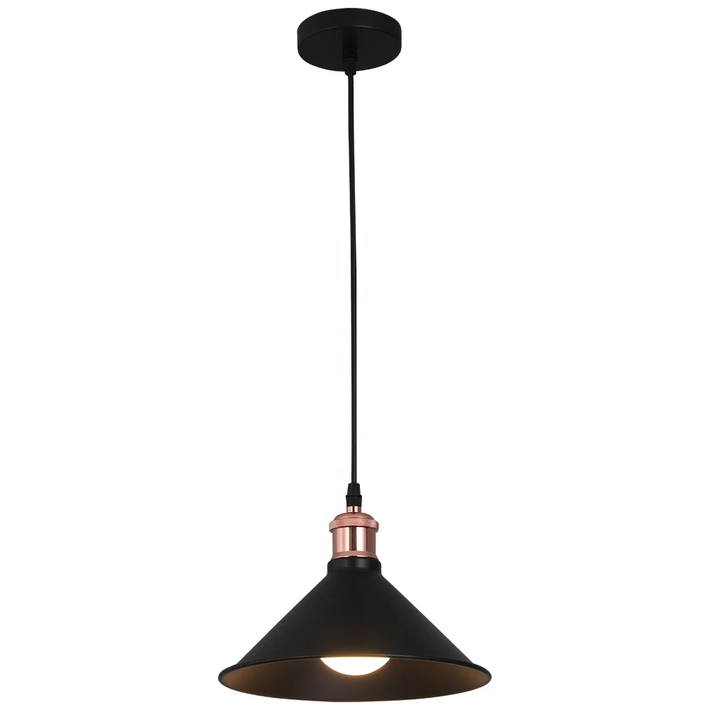 E27 E26 Socket Restaurant Black Dome Pendant Light for Dining Table or Bar Kitchen Island 100cm Wire Adjustable 24.5cm Width
