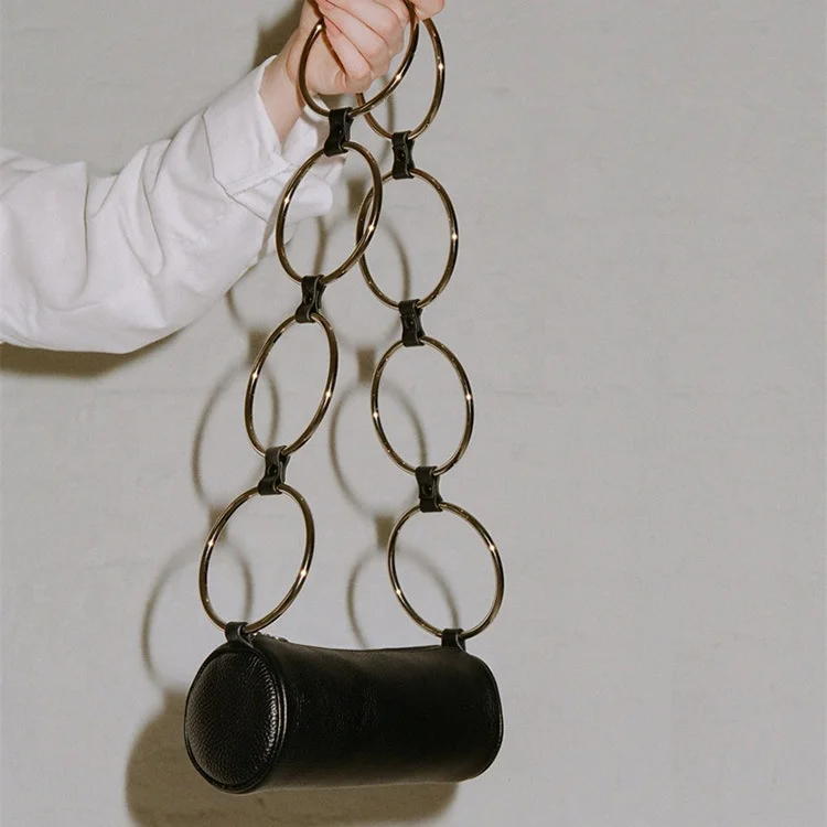 

Drum bags designer women hand bags with metal rings chain crossbody bags luxury purses and handbags for women