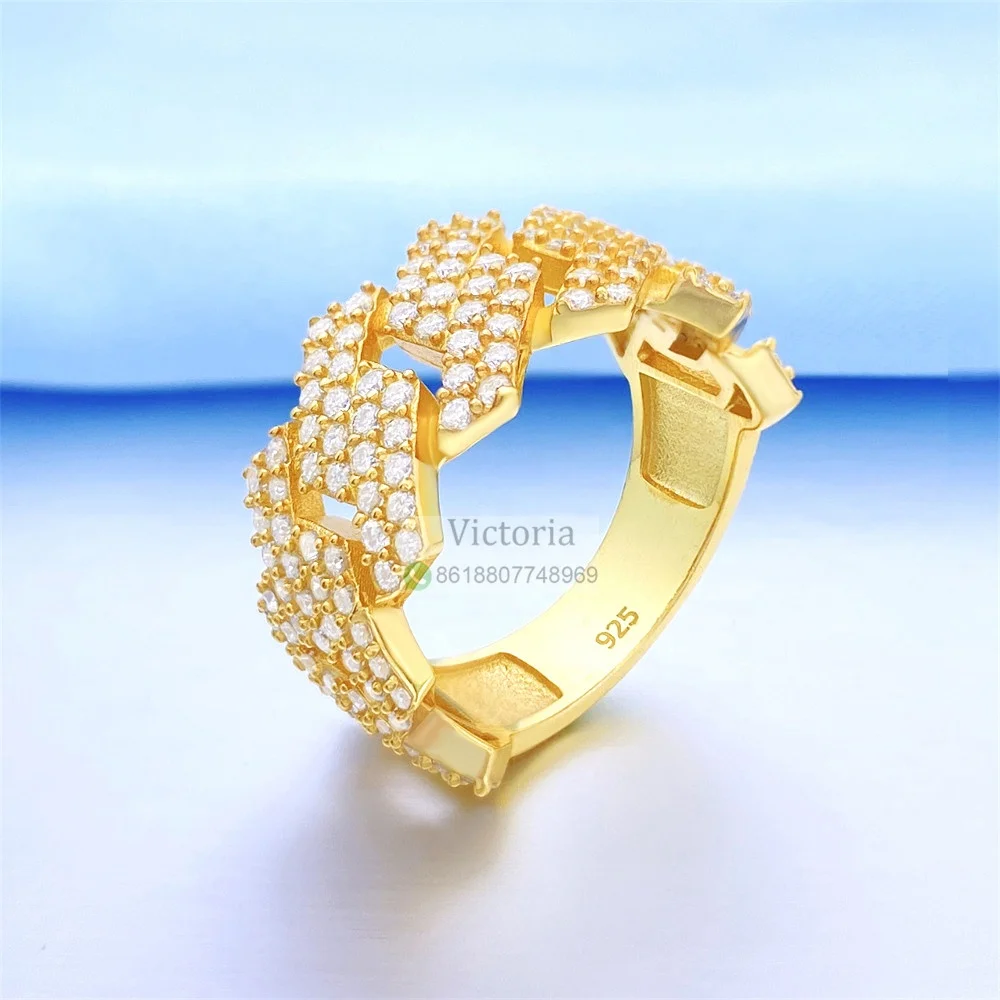 

stylish lab diamonds moissanite mens hip hop iced out cuban ring, Vvs moissanite