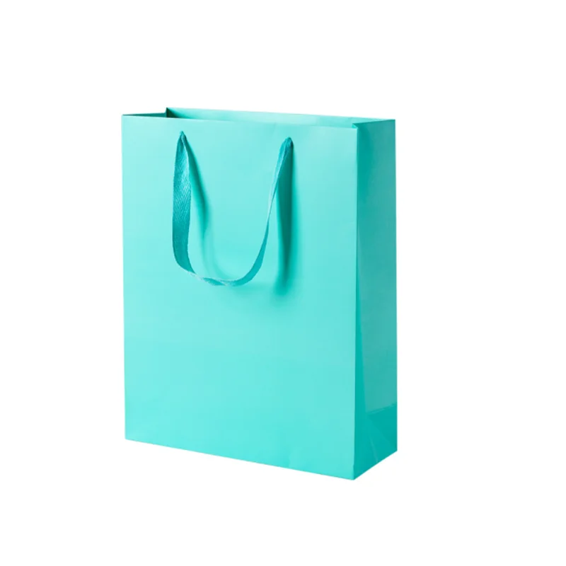 

HDPK Printed Foldable Cyan Kraft Paper Tote Bag With Logo Manufacturer