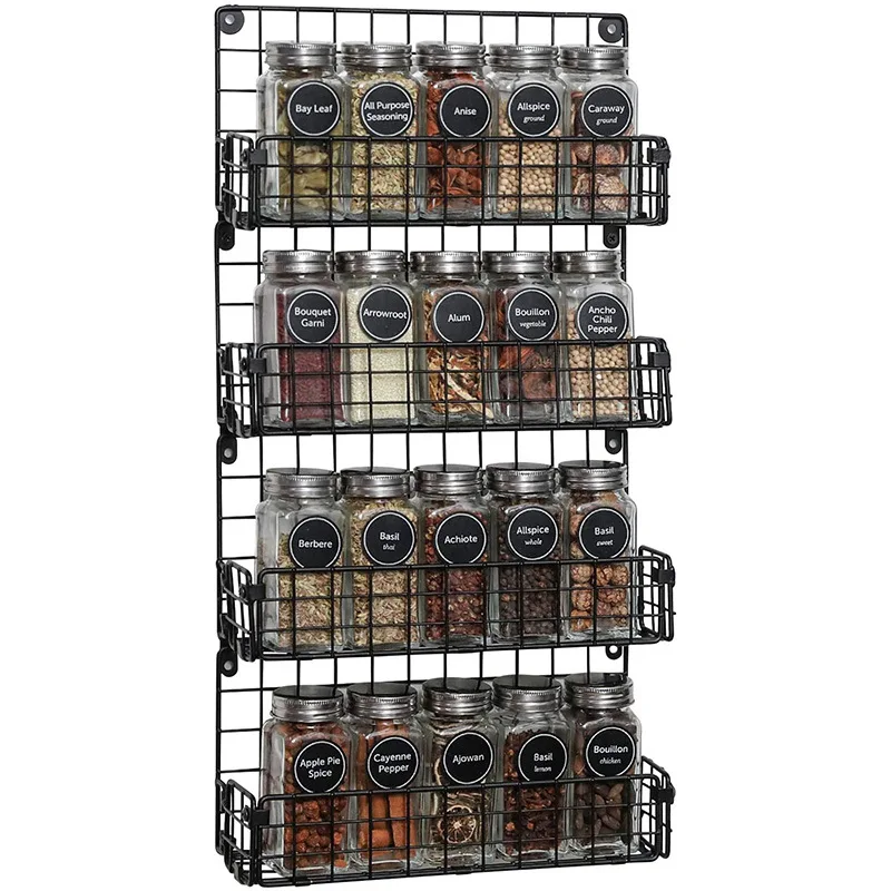 

Punch-free multifunctional kitchen Spice Racks 4 Tier Over The Door Storage Shelf Hanging Cabinet Metal Pantry Rack Organizer, Customized color