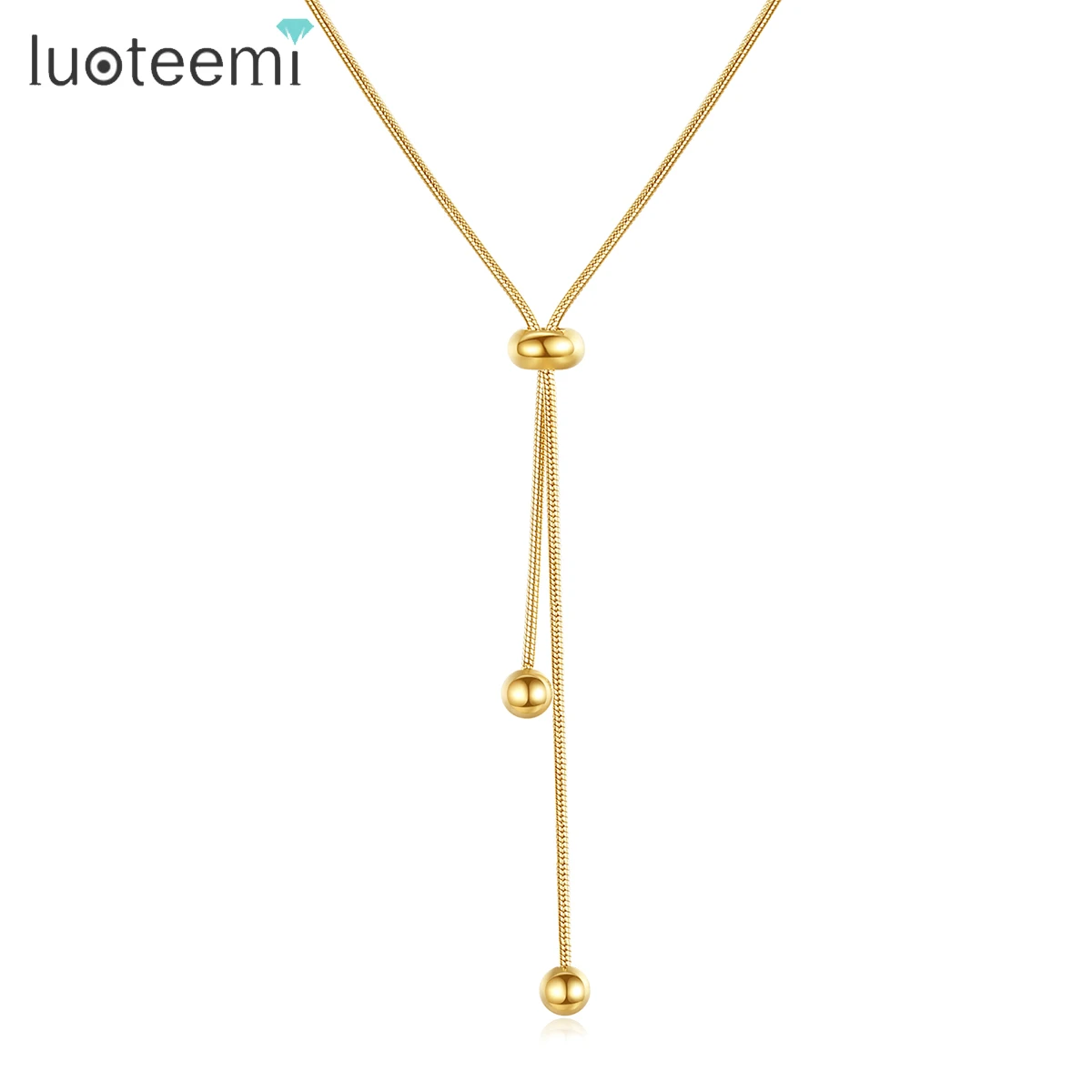 

SP-LAM Stainless Steel Gold Charm Pendant Snake Chain Woman Jewelry Designer Ball Chain Necklace