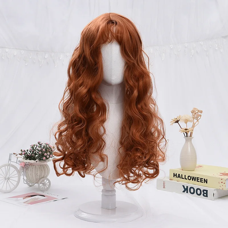 

Wig Headgear Ladies New Cosplay Volume Bangs Long Curly Hair Wig Fashion Small Party big wave Wig Woman, Pic showed