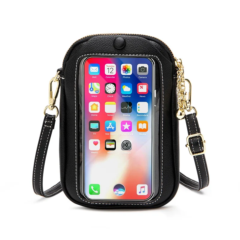 

Custom Fashion Women Small Purse Lady PU Single Crossbody Mobile Phone Bag Wallet Touch Screen for Girls, 5 colors