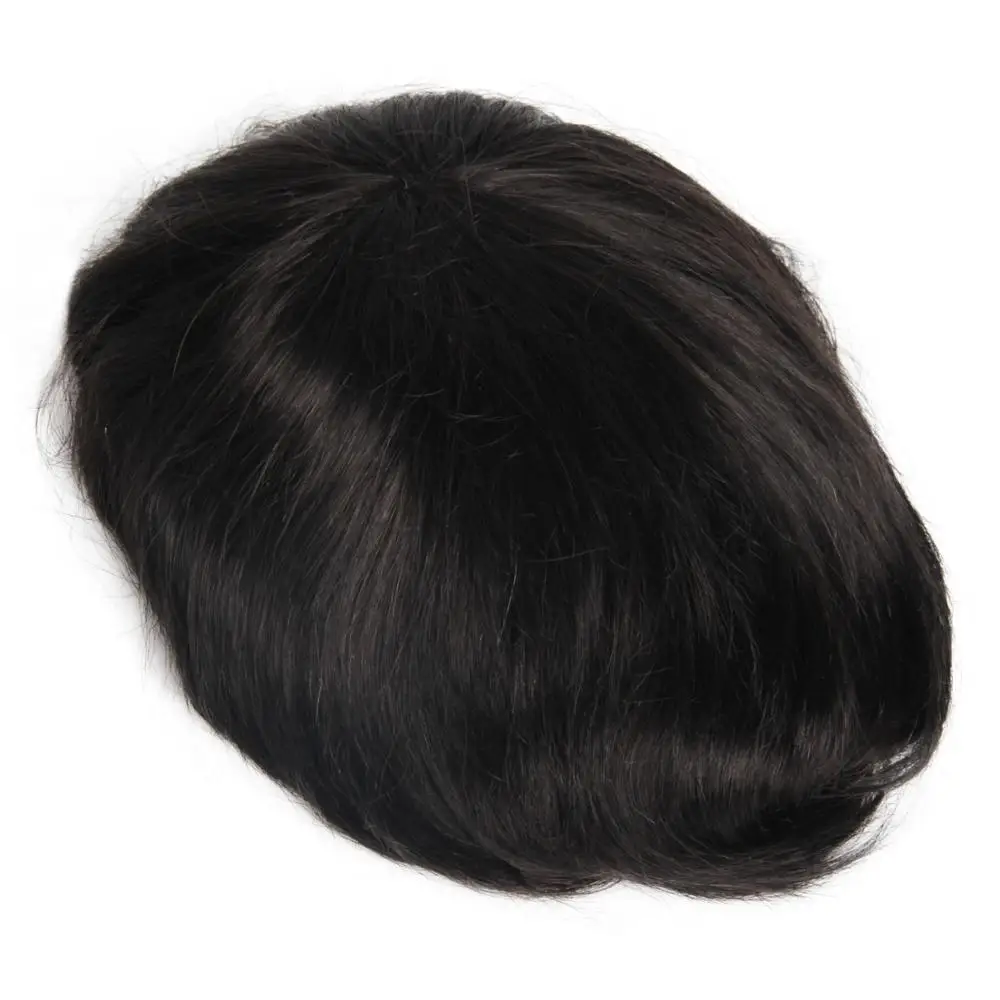 

Remy Human Hair Fine Mono Men's Toupee Poly Hoating Human Hair Wigs Durable Hairpieces Systems