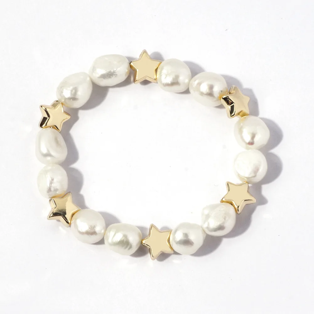 

JUHU New New Baroque style pearl bracelet five-pointed star niche design study simple fashion geometric pearl jewelry for women