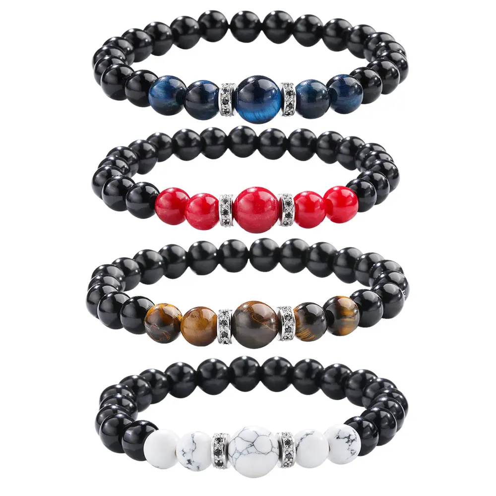 

Fashion Jewelry Handmade  Micro-inlaid zircon Beaded Bracelets for Women Men Natural Stone Tiger Eye Beads Bracelet, As picture