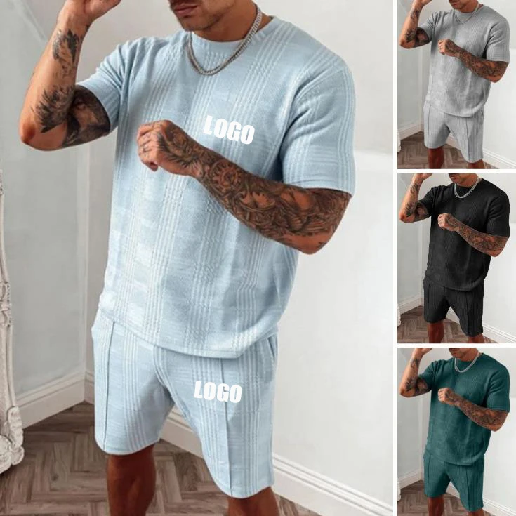 

Custom logo tracksuit sweatsuit private label track sweat suit set shorts pants summer men t shirt and short set for men, 4 colors