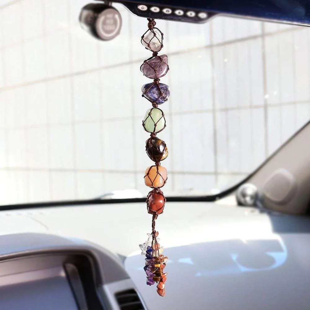 
crystal tumble stones 7 Chakra Pendant for Home or Car dropship available 
