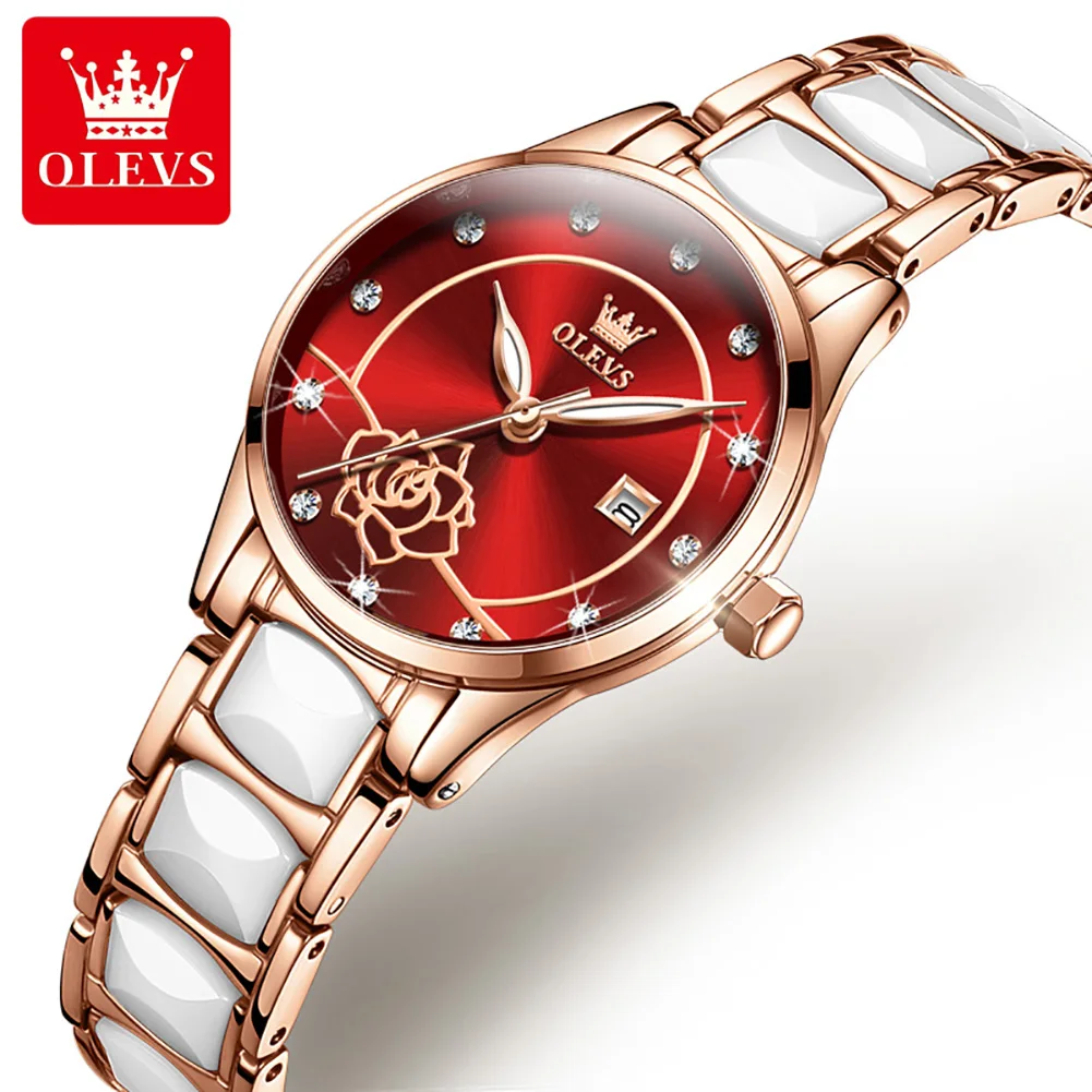

OLEVS 3606 Fashion Luxury Brand Sport Watch Quartz Ladies Ceramics Bracelet Classic Women Wrist Watch