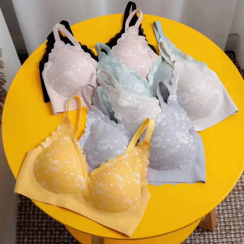 

2021 Wholesale High Quality Thai Natural Latex Cup Bra Women's Seamless Bra Wireless Underwear, As picture