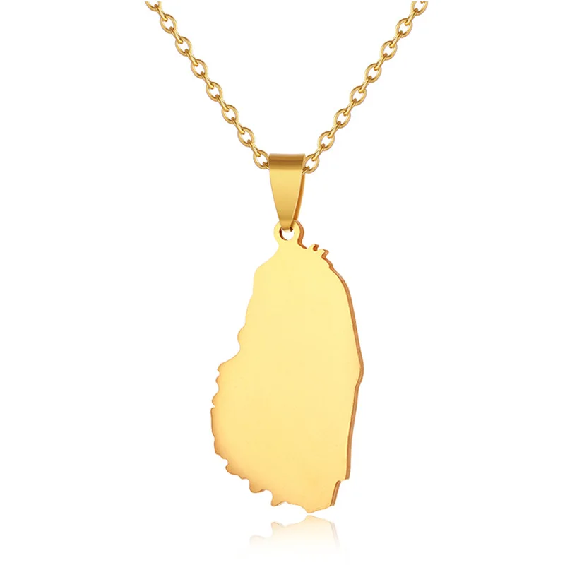 

New Ethnic 18K Gold Plated Stainless Steel Saint Vincent Map Necklace High Polish Saint Vincent Map Stainless Steel Necklace