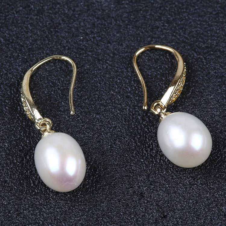 

925 sliver earring 8-9MM rice pearl ear rings jewelry women