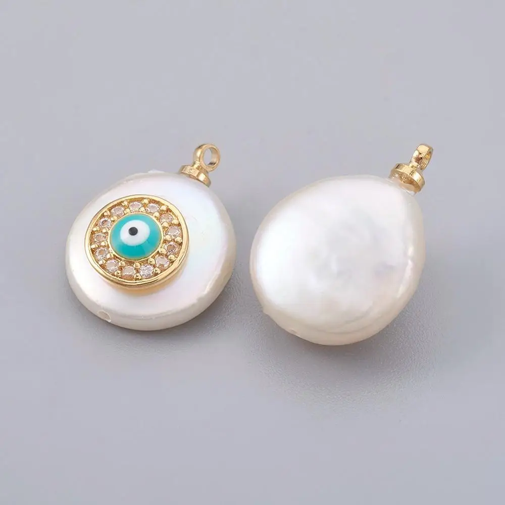 

PandaHall Real Gold Plated Cubic Zircon Natural Pearl Pendants