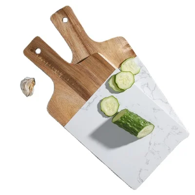 

2021 Latest Multifunction Marble Stitching Acacia Wooden Cutting Board Set For Kitchen, Pure color