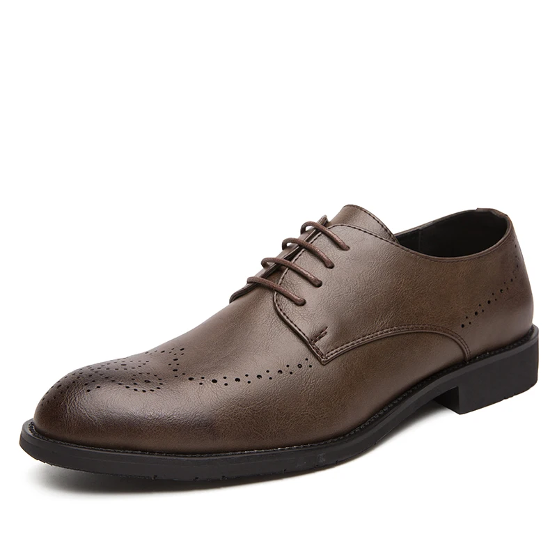 

Gentleman Black Brogue Derby Shoes Men formal luxury Leather Business Shoes