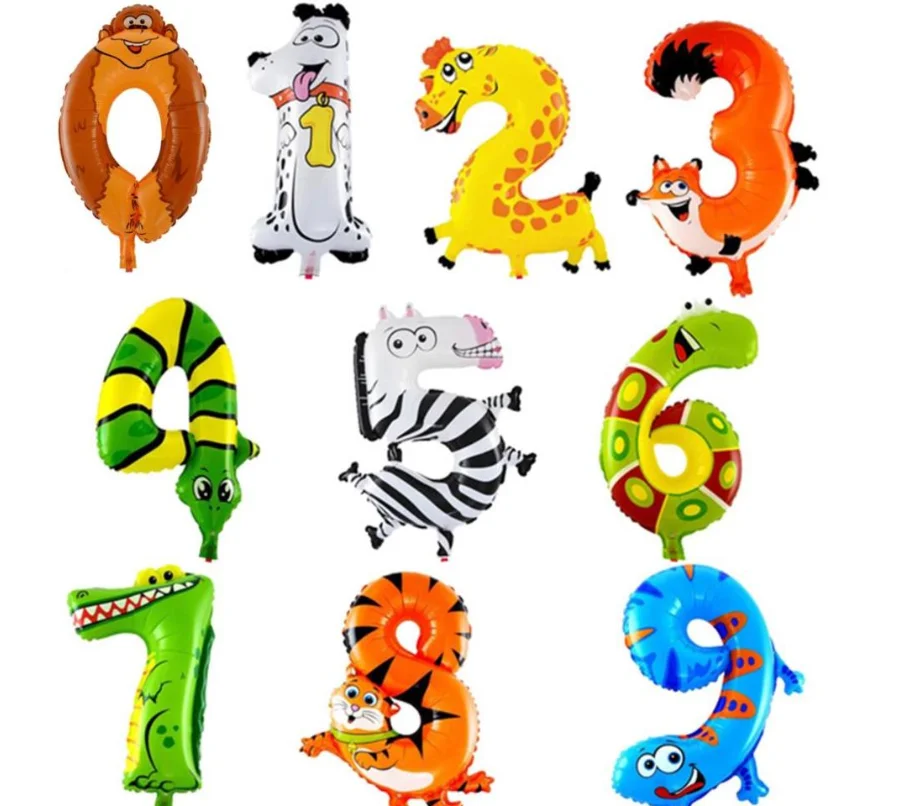 

Free Shipping 16' Foil Animal balloon Number Inflatable Happy Birthday Balloons Decoration Air Wedding decors, Gold