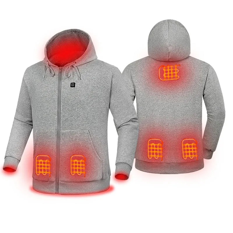 

Amazon hot selling heating hoodies coat heated vest wiyh a hoodie snowboard for retail, Gray, black