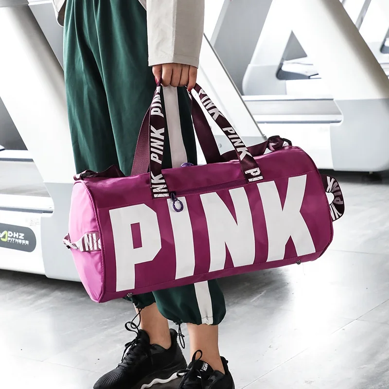 

manufacturer Pink Large nylon gym bags yoga sports gym bag waterproof duffle gym bag, 14 color options