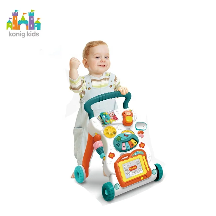 

Konig Kids andador sueteres de bebes Activity Factory Wholesale Plastic Musical Baby Walker With Magnetic Drawing Board