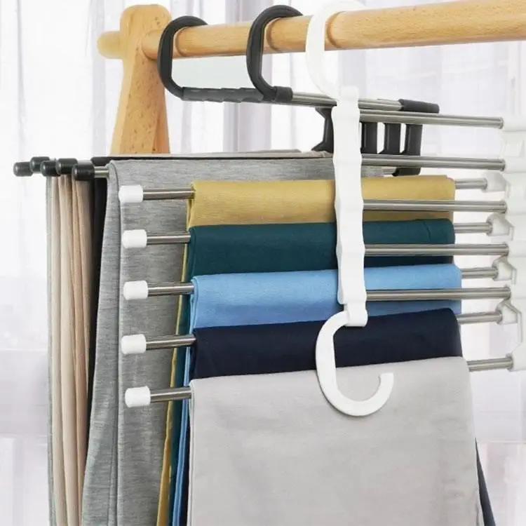 

Multi layer clothes hanger HOPse laundry hanger rack, Black, white, pink, blue