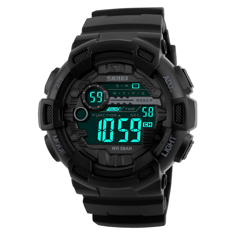 SKMEI 1243  digital mens watch Fashion 5ATM Waterproof Men  Wristwatch