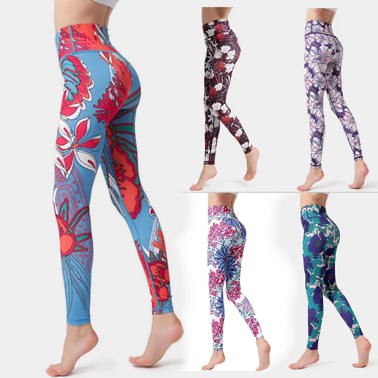 

Hip-lifting high-waist outer wear gym printed yoga stretch tight-fitting quick-drying sportswear cropped pants