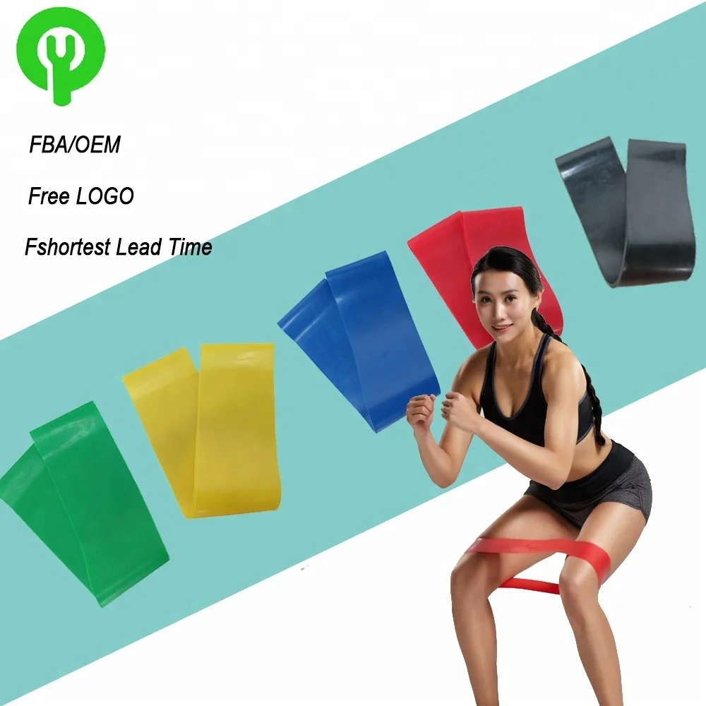 

Fitness exercise custom printed logo resistance bands, Custom colors