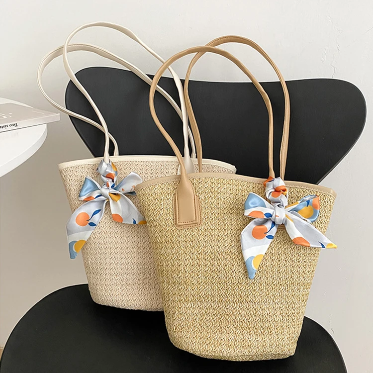 

Wholesale Bucket Bag Ladies Silk Scarf Decorate Unique Shoulder Bag Women Vintage Shoulder Bag