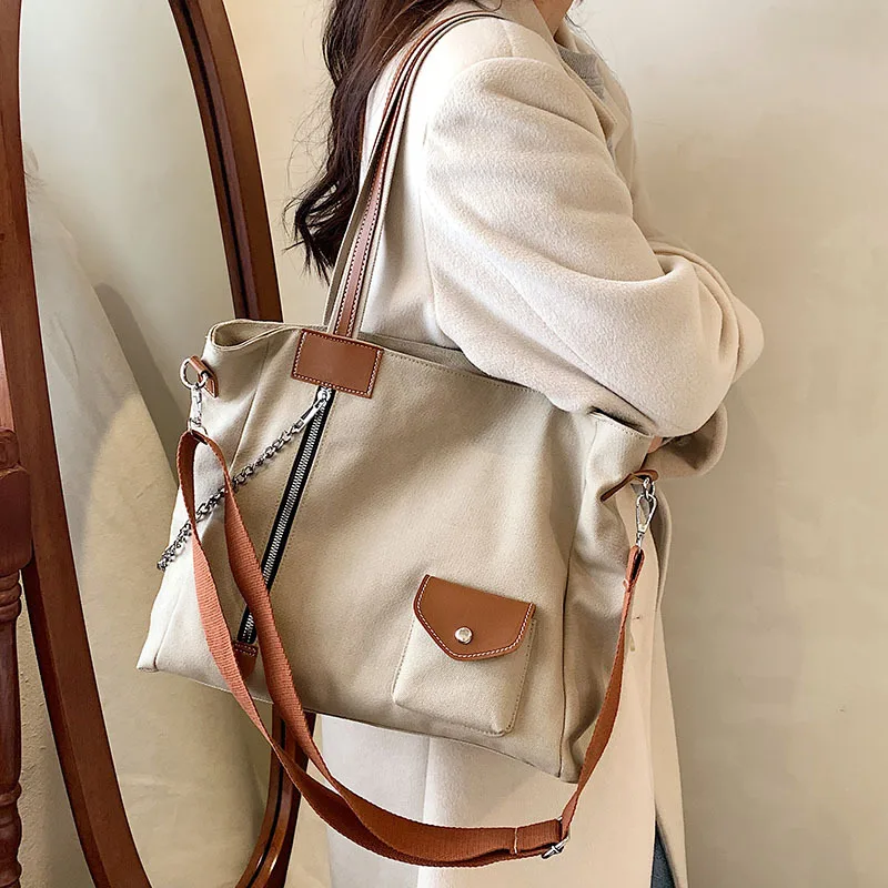

Kalanta Amazon fashion one-shoulder messenger female bag sac large capacity canvas bag tote bag lady handbag, Customizable