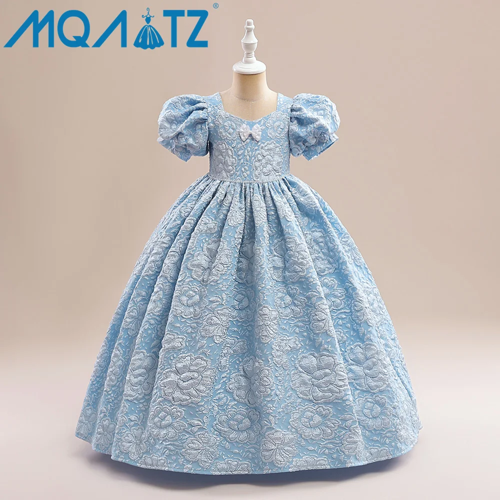 

MQATZ Blue Long Flower Girl Dress Party Ball Gown Children Party Wear Dresses For Girls