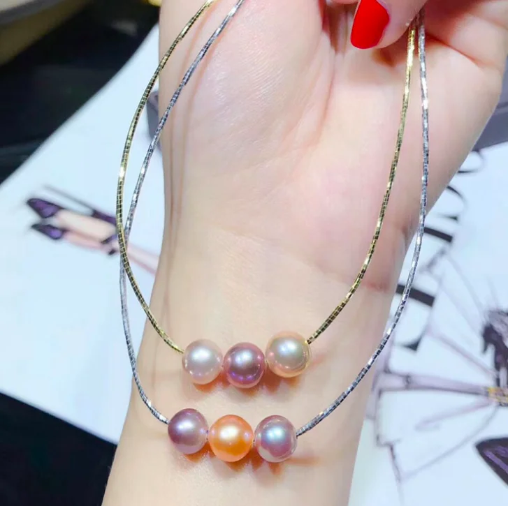 

jialin jewelry women 2020 lulu tong colorful 8 9mm 925 sterling silver freshwater baroque pearl chocker necklace