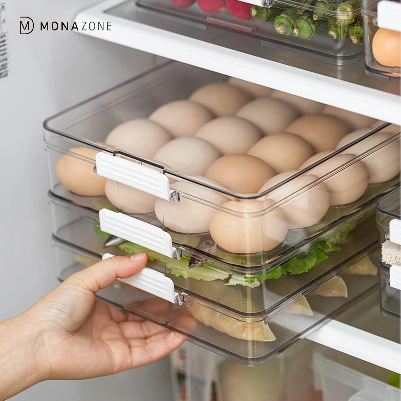 

MONAZONE Refrigerator Food Storage Containers with Lids Kitchen Storage Seal Tank Eggs Storage Box