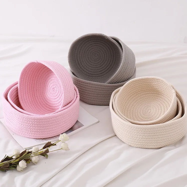 

Sustainable Oval Cotton Rope Handmade Woven Basket for Toys Clothes Storage, Custom accepted