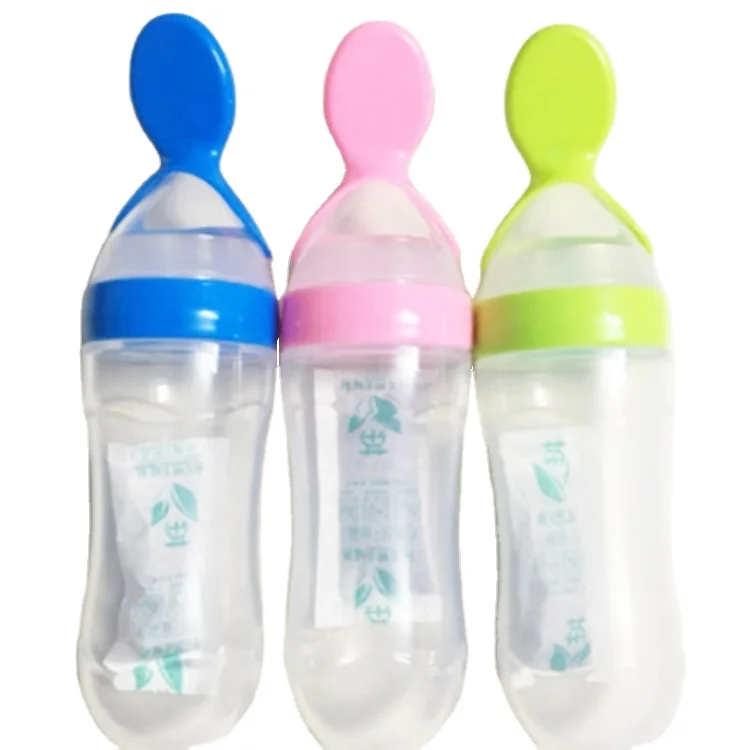 

Infant Feeding Rice Feeder Bottle Baby Food Supplement Squeeze Bottle Dispensing Spoon, Pink,blue,green,yellow