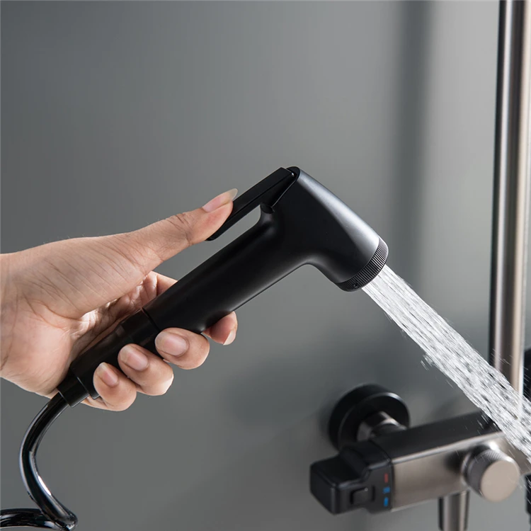 HIDEEP Bathroom Shower Mixer Set with Bidet Spray 3 Function Hand Shower Thermostatic Rain Shower Faucet