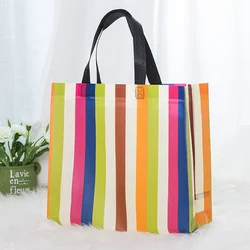 Striped Non-woven Fabric Reusable Shopping Bags 2019 Large Foldable Tote Grocery Travel Eco Friendly Bag Bolsa Reutilizable