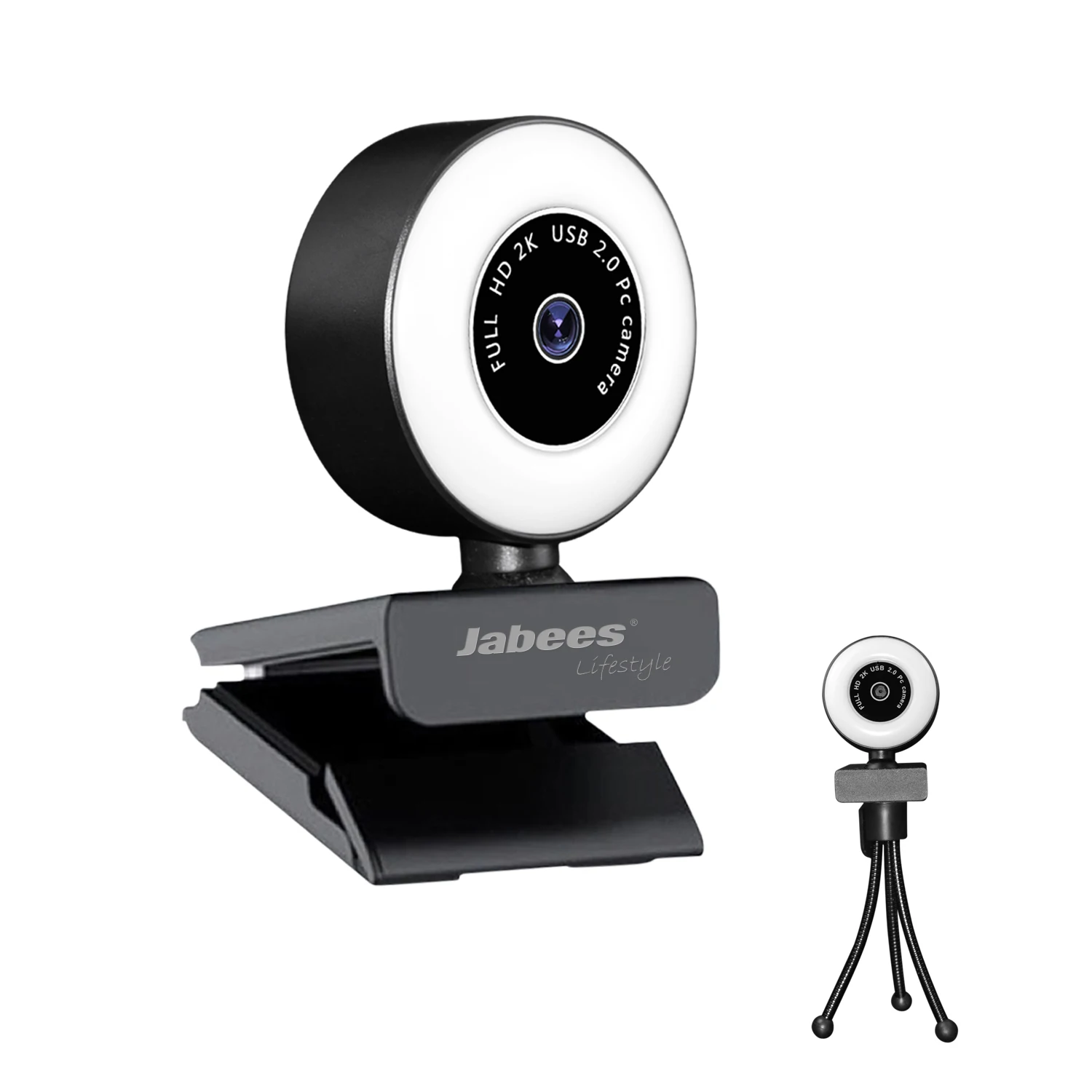 

Jabees 1080p Built-in Microphone 2K Auto Focus Ring Light Webcam For PC Computer Laptop Desktop YouTube Skype Web Cam, Black