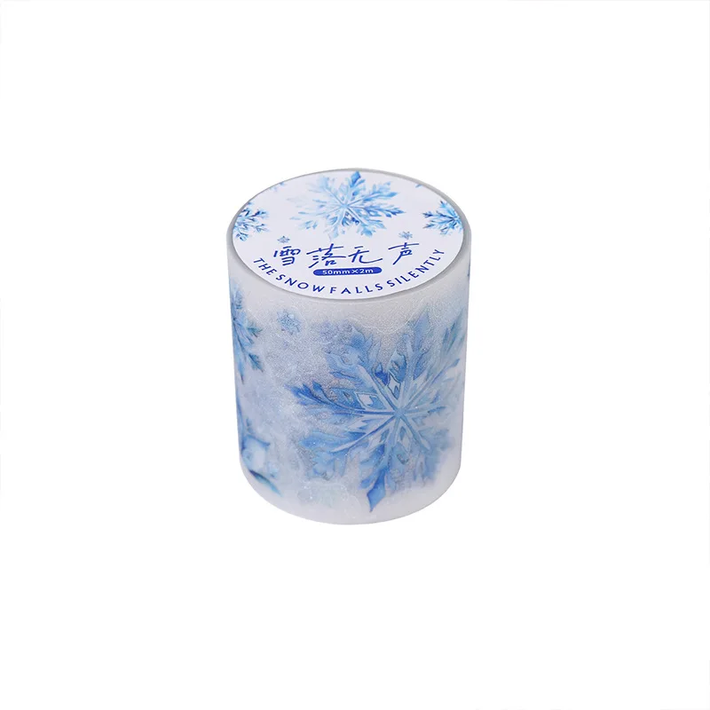 1 Roll Water Activated Rubber Adhesive Masking Tape Snow Falls Silent Series Glitter Sand PET Handbook Pack Collage Bottom