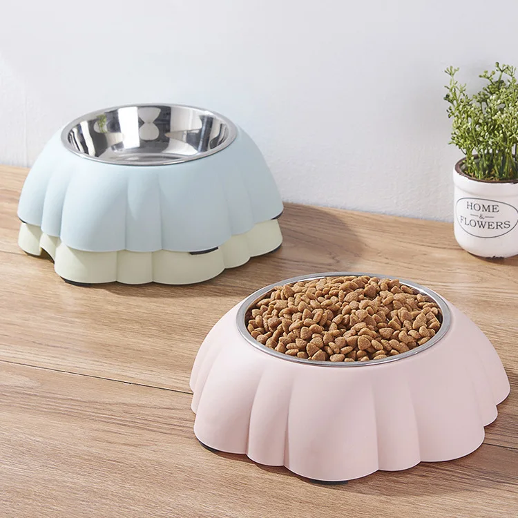 

Wholesale Removable Stainless Steel Plastic Creative Pumpkin-shaped Non-slip Mat Cat Bowl Pet Dog Bowl, Pink green blue