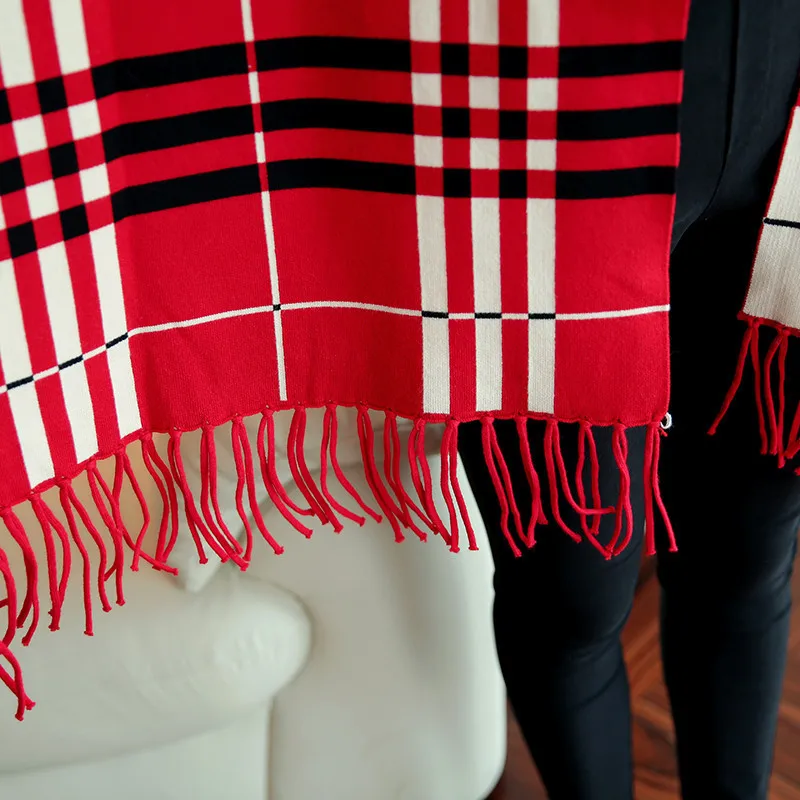 
Wholesale Small Order Stock New Stripes Cashmere Thickened Sleeve Cloak Warm Cape Shawl With Sleeves 