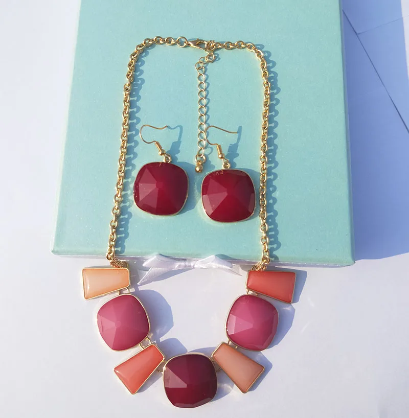

stock 2020 resin pendant earring necklace jewelry set