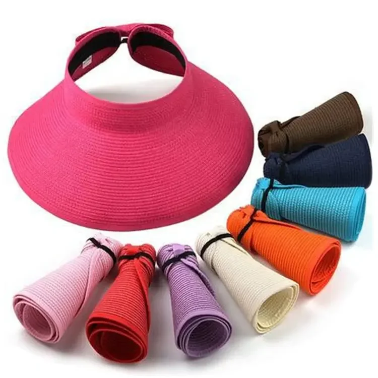 

Foldable Adjustable Summer Straw Hat Wide Brim Sun Visor Cap Wide Brim Beach Hat for Women Kids Sun Protection