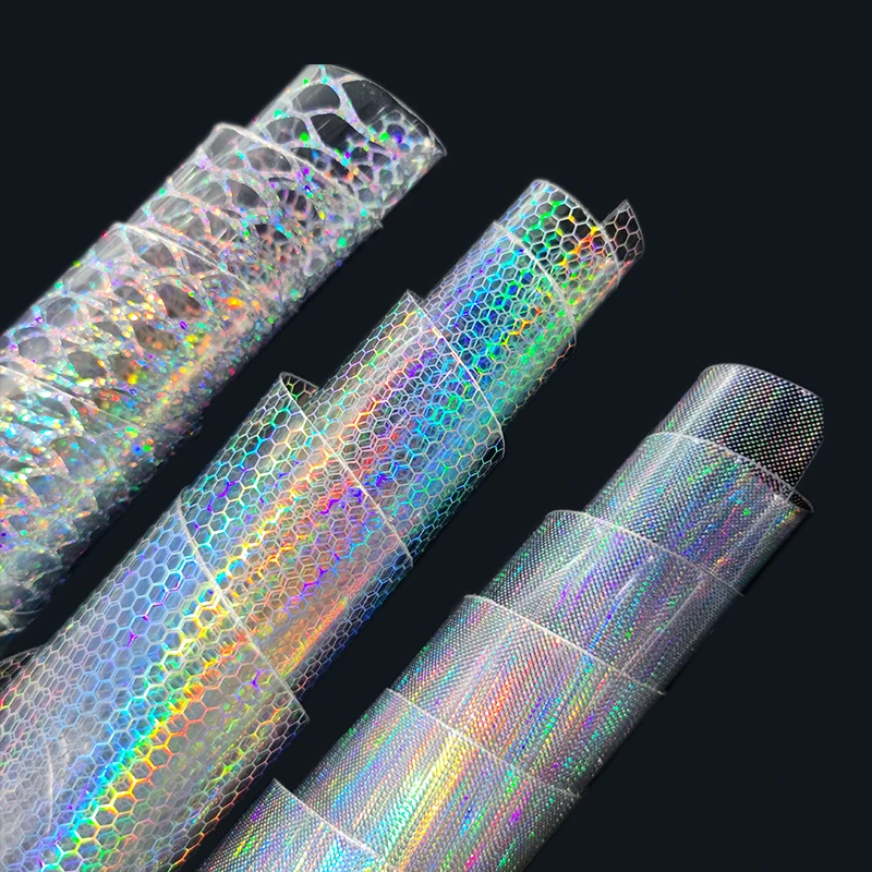 

Thickness 0.4mm Laser transparent pattern PVC for making bags and shoe materials and Cosmetic PVC film